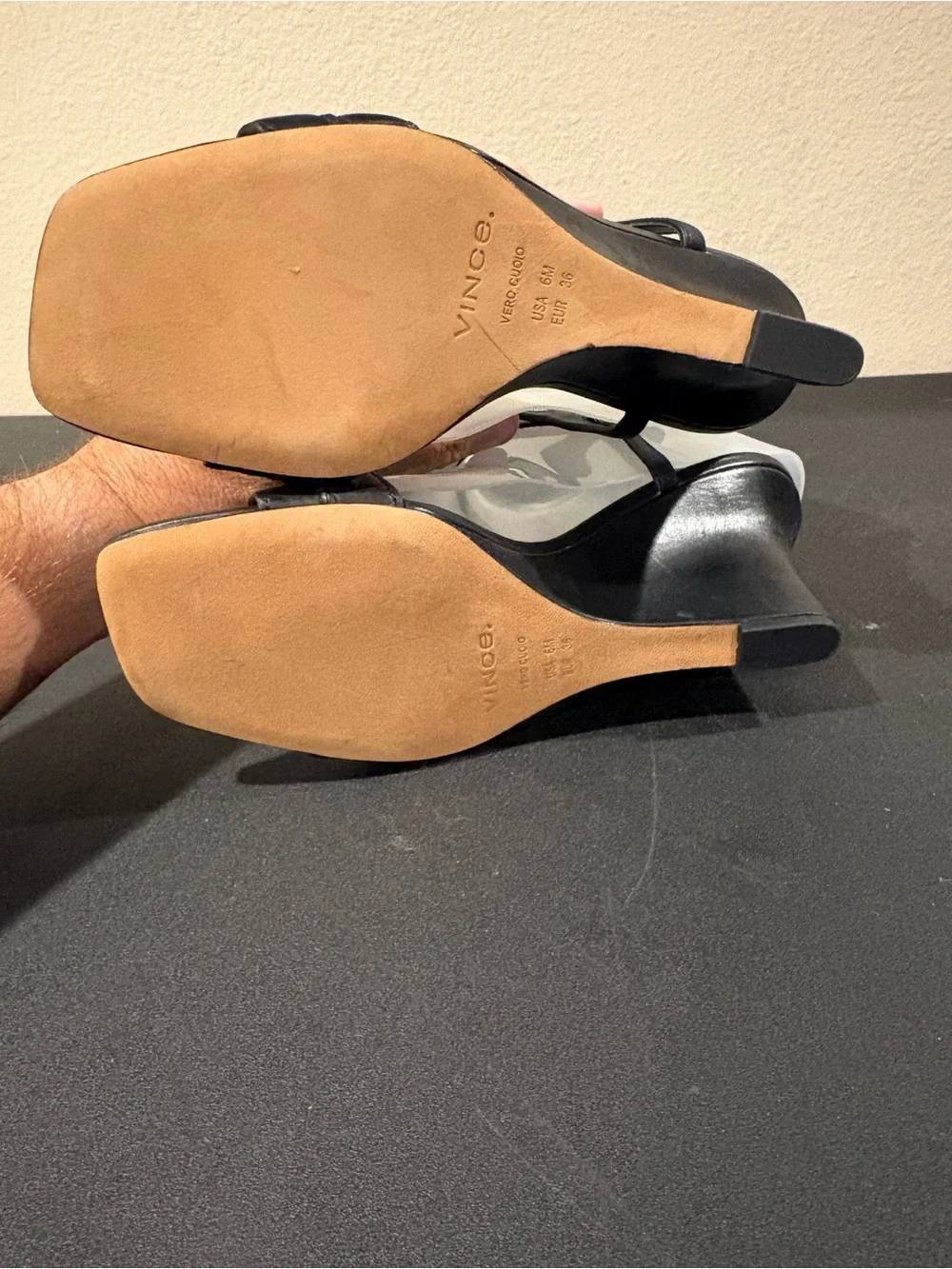 Vince Camuto Women's Black Leather Strappy Ankle Strap Open Toe Heels 6M EUR 36